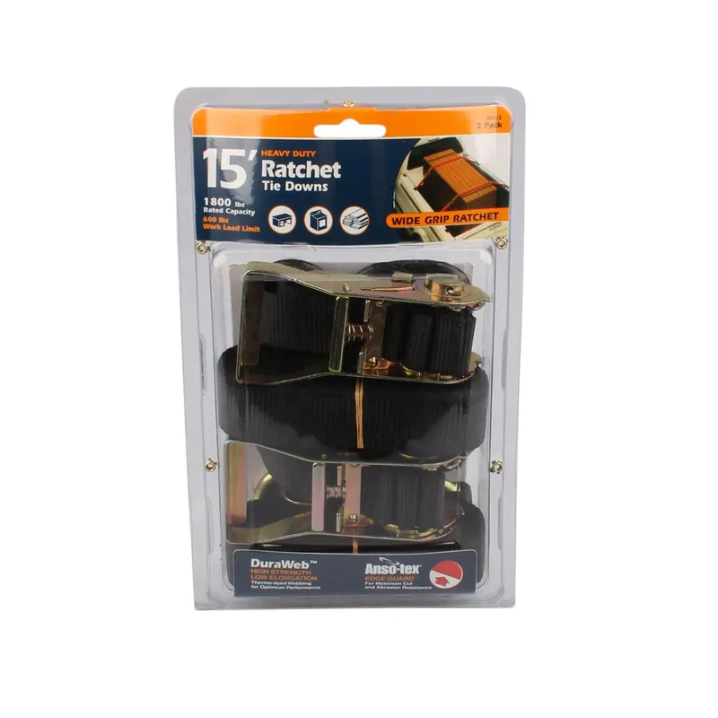 Juego de correas de amarre con trinquete negro 450 cm Aktuell