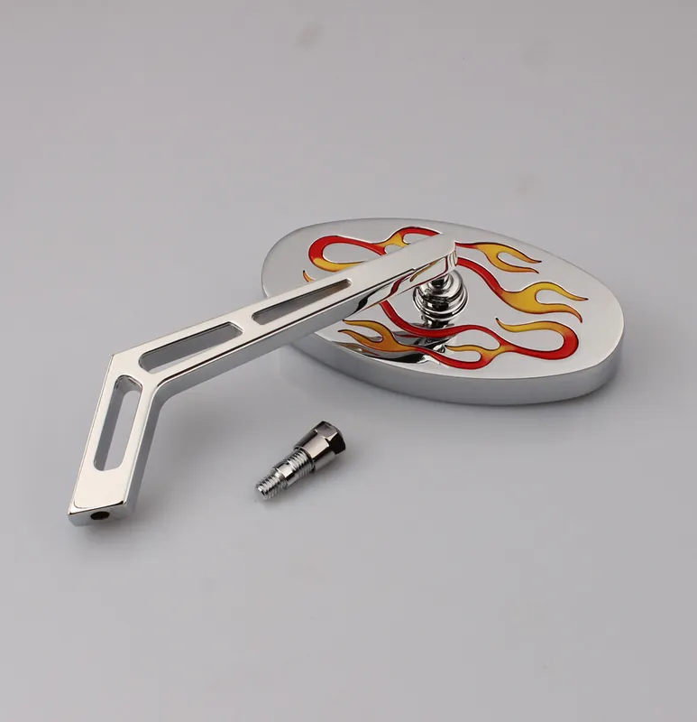 Mirror rear view mirror chopper left universal cat eye flames M10 thread Angebot