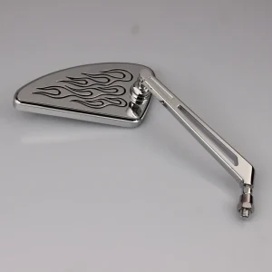 Mirror rear view mirror chopper right universal black flames M10 thread Nur Für Kurze Zeit