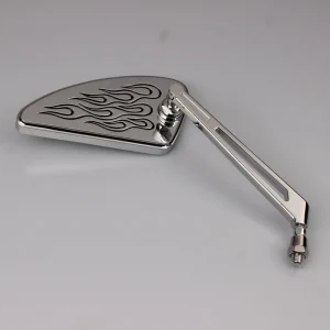 Aktuell Specchio retrovisore chopper destro universale nero fiamme filettatura M10