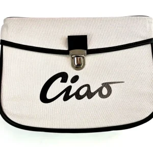 Satteltasche grau / creme für Piaggio Vespa Ciao Tasche Packtasche Preisreduziert