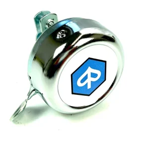 Klingel / Schelle Piaggio - chrom mit Logo weiß blau Neu