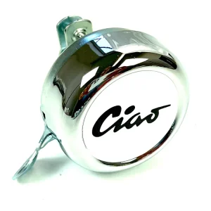 Klingel / Schelle Piaggio - chrom mit Ciao Schriftzug weiß schwarz Bestpreis