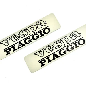 2 Stück Piaggio Vespa Ciao + Bravo Aluminium Aufkleber Emblem Schriftzug Tank Logo Plakette Schild Top-Preis