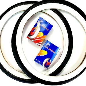 SET 19 Zoll Weißwand Reifen 2,25 - 19 / 23 x 2,25 / 2 1/4 Moped NSU Quickly Miele Markenprodukt