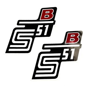 2 x Seitendeckel Aufkleber dunkelrot Folie Simson S51 B Schriftzug Mokick Saisonangebot