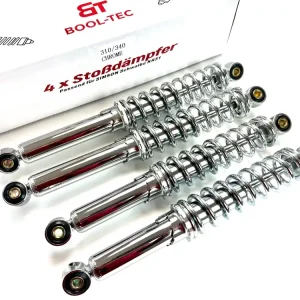 Markenprodukt 4x Simson KR51 Stoßdämpfer 310 / 340 chrom für Schwalbe standard Höhe BOOL-Tec