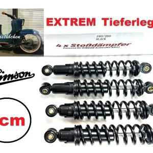 4x Simson KR51 Tieferlegung Stoßdämpfer 240 / 260 schwarz für Schwalbe BOOL-Tec Preis Gesenkt