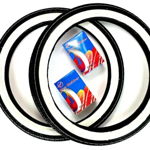 SET 2,75 - 17 Zoll Weißwand Reifen 2 3/4 x 17+ Schläuche Mofa Moped Weissband Top-Seller