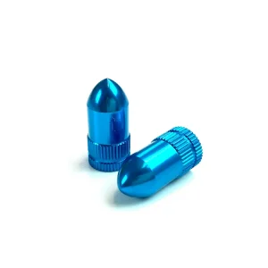 1 Paar Ventilkappen Bullet / Patronen in blau metallic Garantierte Lieferung