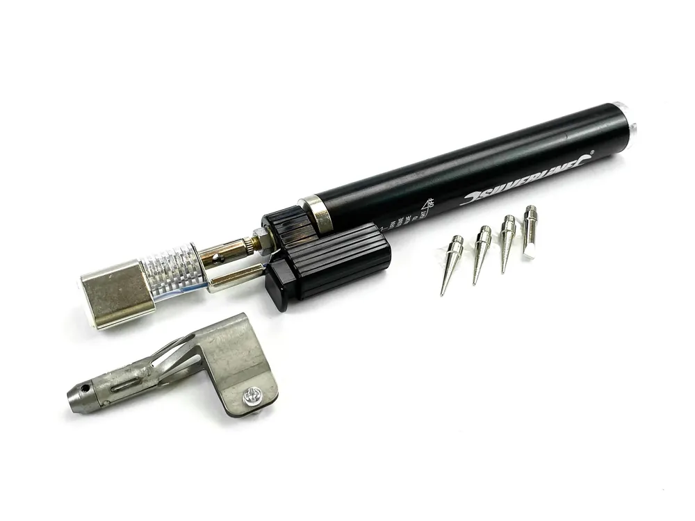 Gas Lötkolben Silverline SET mit 4 Lötspitzen 195mm Bestseller