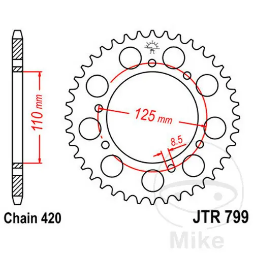Zertifiziert Sprocket50 teeth pitch 420 110 / 125