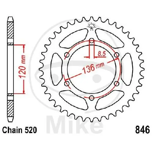 Zertifiziert Piñón43 dientes paso 520 120 / 136