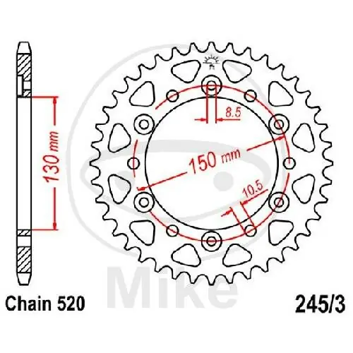 Zertifiziert Sprocket47 teeth pitch 520 130 / 150