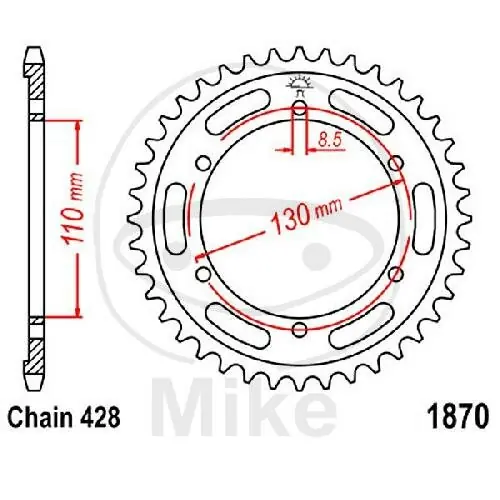 Nur Heute Kettenrad44 Zähne Teilung 428 110 / 130